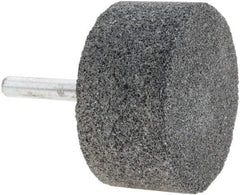 Made in USA - 2" Head Diam x 1" Thickness, W242, Cylinder End, Silicon Carbide Mounted Point - Grayish-Black, Very Coarse Grade, 36 Grit, 19,100 RPM - Eagle Tool & Supply