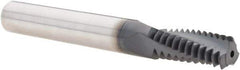 Iscar - 1/2-13 UNC, 0.362" Cutting Diam, 3 Flute, Solid Carbide Helical Flute Thread Mill - Internal Thread, 0.89" LOC, 3" OAL, 3/8" Shank Diam - Eagle Tool & Supply