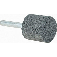Made in USA - 1" Head Diam x 1" Thickness, W220, Cylinder End, Silicon Carbide Mounted Point - Grayish-Black, Coarse Grade, 46 Grit, 25,500 RPM - Eagle Tool & Supply