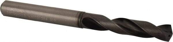 Sumitomo - 3/8" 135° Solid Carbide Screw Machine Drill Bit - TiAlCr/TiSi Finish, 1.9685" Flute Length, 4.1732" OAL, Through Coolant - Eagle Tool & Supply