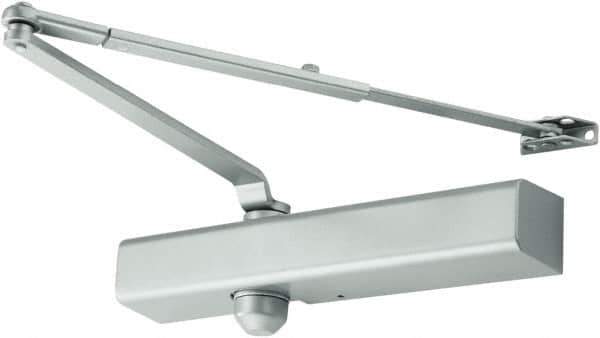 Falcon - 13-1/4" Closer Body Length, Medium Duty Multi-Sized Door Closer Manual Damper - Aluminum Finish, Non-Handed - Eagle Tool & Supply