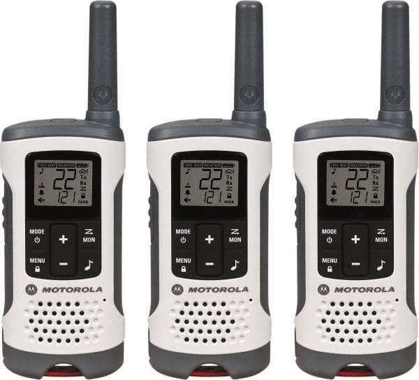 Motorola - 16 Mile Range, 22 Channel, 0.5 & 1.5 Watt, Series Talkabout, Recreational Two Way Radio - FRS/GMRS Band, 462.55 to 467.7125 Hz, AA & NiMH Battery, 12 NiMH & 29 AA hr Life, 12.87" High x 10.83" Wide x 1.78" Deep, Low Battery Alerts - Eagle Tool & Supply