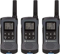Motorola - 16 Mile Range, 22 Channel, 0.5 & 1.5 Watt, Series Talkabout, Recreational Two Way Radio - FRS/GMRS Band, 462.55 to 467.7125 Hz, AA & NiMH Battery, 12 NiMH & 29 AA hr Life, 12.87" High x 10.83" Wide x 1.78" Deep, Low Battery Alerts - Eagle Tool & Supply
