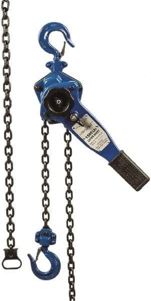 Value Collection - 1,500 Lb Lifting Capacity, 10' Lift Height, Lever Hoist - Made from Chain, 33 Lb Avg Pull to Lift Rated Load, 1 Chain - Eagle Tool & Supply