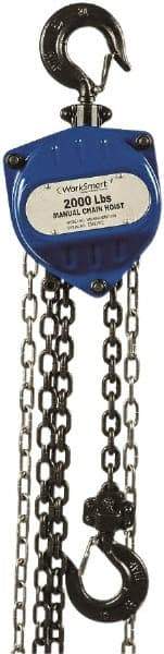 Value Collection - 2,000 Lb Lifting Capacity, 15' Lift Height, Hand Hoist - Made from Chain, 36' Overhaul to Lift 1', 79 Lb Avg Pull to Lift Rated Load, 1 Chain - Eagle Tool & Supply
