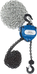 Value Collection - 1,000 Lb Lifting Capacity, 8' Lift Height, Hand Hoist - Made from Chain, 31' Overhaul to Lift 1', 48 Lb Avg Pull to Lift Rated Load, 1 Chain - Eagle Tool & Supply