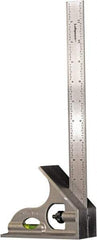 LaGesse Products - 2 Piece, 18" Combination Square Set - 1/16, 1/32, 1/64 & 1/8" (Inch) Graduation, Stainless Steel Blade, Aluminum Square Head - Eagle Tool & Supply