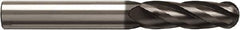 Seco - 2mm Diam, 6mm LOC, 4 Flute Solid Carbide Ball End Mill - NXT Finish, Single End, 38mm OAL, 3mm Shank Diam, Spiral Flute - Eagle Tool & Supply