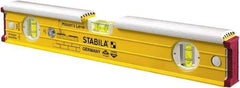 Stabila - 16" Long 3 Vial Spirit Level - Aluminum, Yellow, 2 Plumb & 1 Level Vials - Eagle Tool & Supply