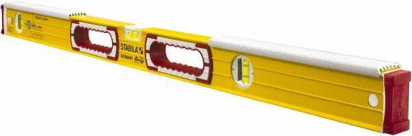 Stabila - 36" Long 3 Vial Spirit Level - Aluminum, Yellow, 2 Plumb & 1 Level Vials - Eagle Tool & Supply