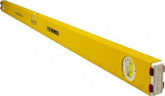 Stabila - 48" Long 3 Vial Spirit Level - Aluminum, Yellow, 2 Plumb & 1 Level Vials - Eagle Tool & Supply