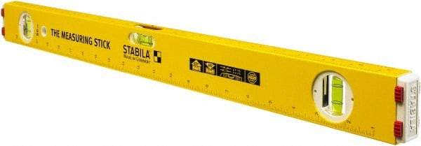 Stabila - 24" Long 3 Vial Spirit Level - Aluminum, Yellow, 2 Plumb & 1 Level Vials - Eagle Tool & Supply