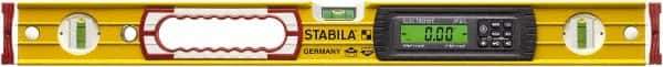 Stabila - 24" Long 3 Vial Box Beam Level - Aluminum, Yellow, 2 Plumb & 1 Level Vials - Eagle Tool & Supply