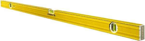 Stabila - 72" Long 3 Vial Box Beam Level - Aluminum, Yellow, 2 Plumb & 1 Level Vials - Eagle Tool & Supply