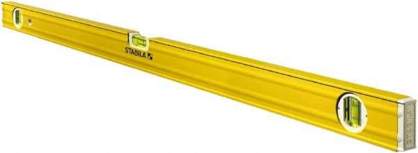 Stabila - 48" Long 3 Vial Box Beam Level - Aluminum, Yellow, 2 Plumb & 1 Level Vials - Eagle Tool & Supply