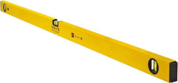 Stabila - 48" Long 3 Vial Box Beam Level - Aluminum, Yellow, 2 Plumb & 1 Level Vials - Eagle Tool & Supply