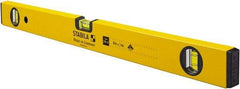 Stabila - 24" Long 3 Vial Box Beam Level - Aluminum, Yellow, 2 Plumb & 1 Level Vials - Eagle Tool & Supply