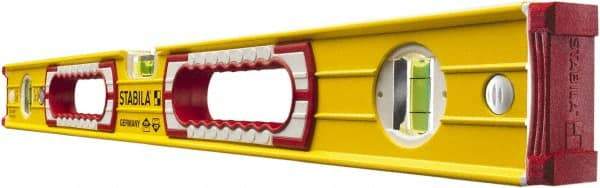 Stabila - 24" Long 3 Vial Box Beam Level - Aluminum, Yellow, 2 Plumb & 1 Level Vials - Eagle Tool & Supply