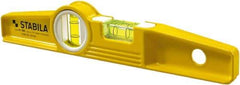 Stabila - Magnetic 10" Long 2 Vial Torpedo Level - Die Cast, Yellow, 1 Plumb & 1 Level Vial - Eagle Tool & Supply