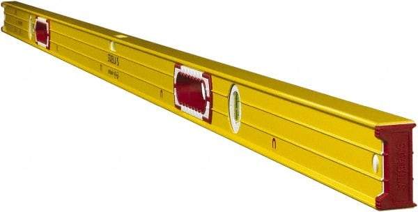 Stabila - Magnetic 78" Long 3 Vial Box Beam Level - Aluminum, Yellow, 2 Plumb & 1 Level Vials - Eagle Tool & Supply