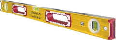 Stabila - 36" Long 3 Vial Box Beam Level - Aluminum, Yellow, 2 Plumb & 1 Level Vials - Eagle Tool & Supply