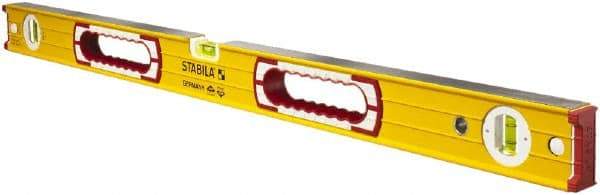 Stabila - 32" Long 3 Vial Box Beam Level - Aluminum, Yellow, 2 Plumb & 1 Level Vials - Eagle Tool & Supply