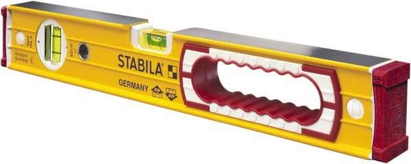 Stabila - 16" Long 2 Vial Box Beam Level - Aluminum, Yellow, 1 Plumb & 1 Level Vial - Eagle Tool & Supply