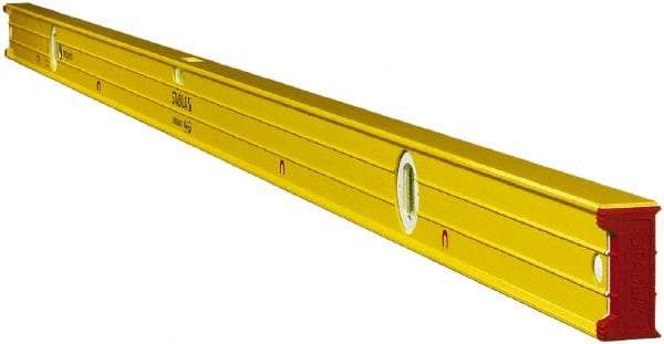 Stabila - Magnetic 72" Long 3 Vial Box Beam Level - Aluminum, Yellow, 2 Plumb & 1 Level Vials - Eagle Tool & Supply