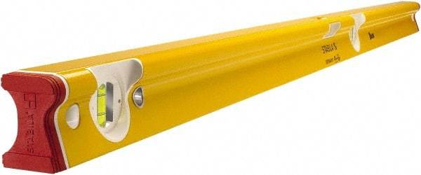 Stabila - 48" Long 3 Vial R-Beam Level - Aluminum, Yellow, 2 Plumb & 1 Level Vials - Eagle Tool & Supply