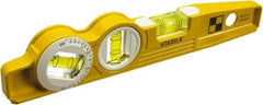 Stabila - Magnetic 10" Long 3 Vial Torpedo Level - Die Cast, Yellow, 1 Plumb, 1 Level & 1 45° Vials - Eagle Tool & Supply