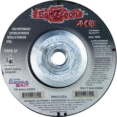 Sait - 5" Wheel Diam, Type 27 Depressed Center Wheel - Extra Coarse Grade, Zirconia Alumina, S Hardness, 12,200 Max RPM - Eagle Tool & Supply