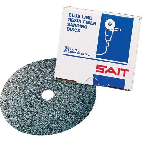 Sait - 5" Diam 7/8" Hole 24 Grit Fiber Disc - Zirconia Alumina, 10,000 Max RPM - Eagle Tool & Supply