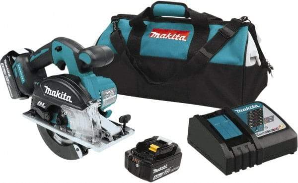 Makita - 18 Volt, 5-7/8" Blade, Cordless Circular Saw - 3,900 RPM, 2 Lithium-Ion Batteries Included - Eagle Tool & Supply