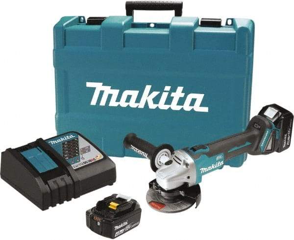 Makita - 4-1/2" Wheel Diam, 8,500 RPM, Cordless Cutoff & Cutoff-Grinder Tool - Straight Handle, Battery Included - Eagle Tool & Supply