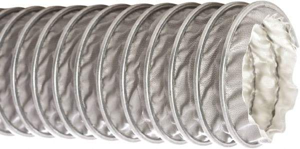 Flexaust - 8" ID, 4 Hg Vac Rating, 8.5 psi, Fiberglass Vacuum & Duct Hose - 25' Long, Silver, 5" Bend Radius, -65 to 600°F - Eagle Tool & Supply