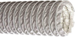 Flexaust - 8" ID, 4 Hg Vac Rating, 8.5 psi, Fiberglass Vacuum & Duct Hose - 25' Long, Silver, 5" Bend Radius, -65 to 600°F - Eagle Tool & Supply
