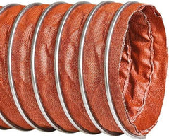 Flexaust - 10" ID, 3 Hg Vac Rating, 9.5 psi, Fiberglass Vacuum & Duct Hose - 25' Long, Red, 10" Bend Radius, -40 to 1,200°F - Eagle Tool & Supply
