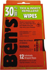 Ben's - 12 Count 30% DEET Towelette - For Ticks, Mosquitos, Disease Carrying Insects - Eagle Tool & Supply