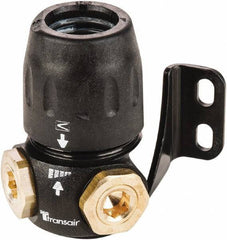 Transair - 1/2" ID, 16.5mm OD, 90° Two Port Wall Bracket - Plastic, 232 Max psi, 1/2 & 1/4 Female NPT, 2-15/16" Long - Eagle Tool & Supply