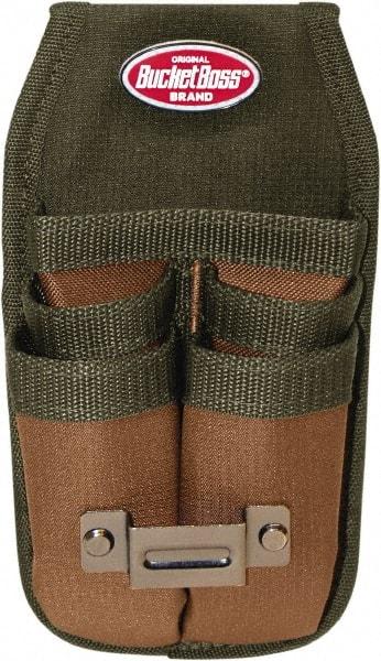 Bucket Boss - 1 Pocket Holster - Polyester, Brown & Green, 4-1/2" Wide x 9-1/2" High - Eagle Tool & Supply