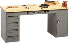 Tennsco - 72 Wide x 30" Deep x 33-1/2" High, Butcher Block Workbench - Fixed Legs, Medium Gray - Eagle Tool & Supply