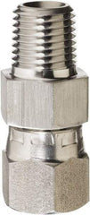 Made in USA - 3/8 x 1/4" Grade 316 Stainless Steel Pipe Adapter - MNPT x NPSM Swivel End Connections, 4,800 psi - Eagle Tool & Supply