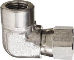 Made in USA - 1/2" Grade 316 Stainless Steel Pipe 90° Elbow - FNPT x NPSM Swivel End Connections, 3,500 psi - Eagle Tool & Supply