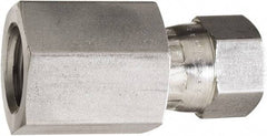 Made in USA - 1/2" Tube OD, 37° Stainless Steel Flared Tube Swivel Connector - 3/4-16 NPT, Female Flare x FNPT Ends - Eagle Tool & Supply