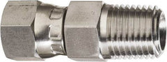 Made in USA - 5/8" Tube OD, 37° Stainless Steel Flared Tube Swivel Connector - 7/8-14 NPT, Female Flare x MNPT Ends - Eagle Tool & Supply