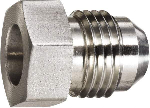 Made in USA - 1-1/4" Tube OD, 37° Stainless Steel Flared Tube OD Socket - 1-5/8-12 Weld x Male Flare Ends - Eagle Tool & Supply