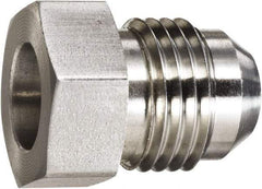 Made in USA - 1/4" Tube OD, 37° Stainless Steel Flared Tube OD Socket - 7/16-20 Weld x Male Flare Ends - Eagle Tool & Supply