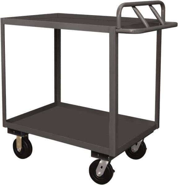 Durham - 3,600 Lb Capacity, 30" Wide x 60" Long x 30" High Service Cart - 2 Shelf, Steel, 2 Rigid/2 Swivel Casters - Eagle Tool & Supply
