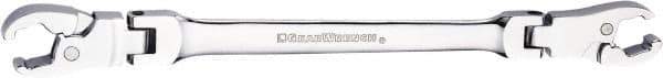 GearWrench - 15 x 17mm, Double End Head, Ratcheting Flare Nut Wrench - Chrome Vanadium Steel, Full Polish - Eagle Tool & Supply