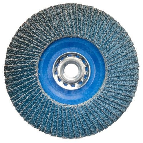 ‎5″ × 5/8″-11 Flap Disc BlueFire Quick Trim Type 27 Plastic Plate 40 Grit - Eagle Tool & Supply